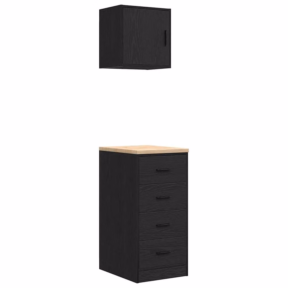 Berkfield Home Wall Mounted Garage and Workshop Cabinet Doors, 2 Piece Set, Black Matt MDF – 1