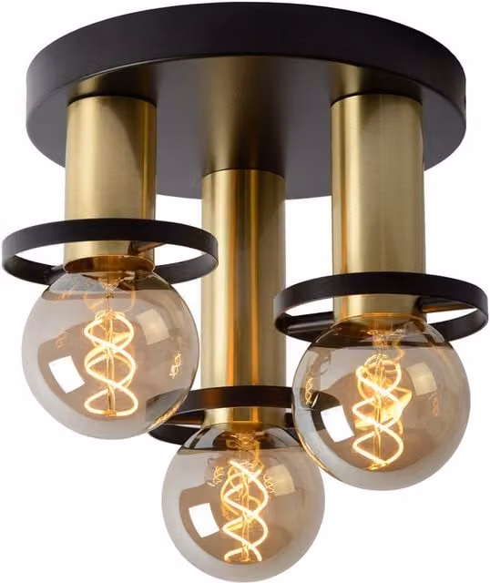 Lucide Anaka Modern LED Ring Flush Ceiling Light in Black with Transparent Glass