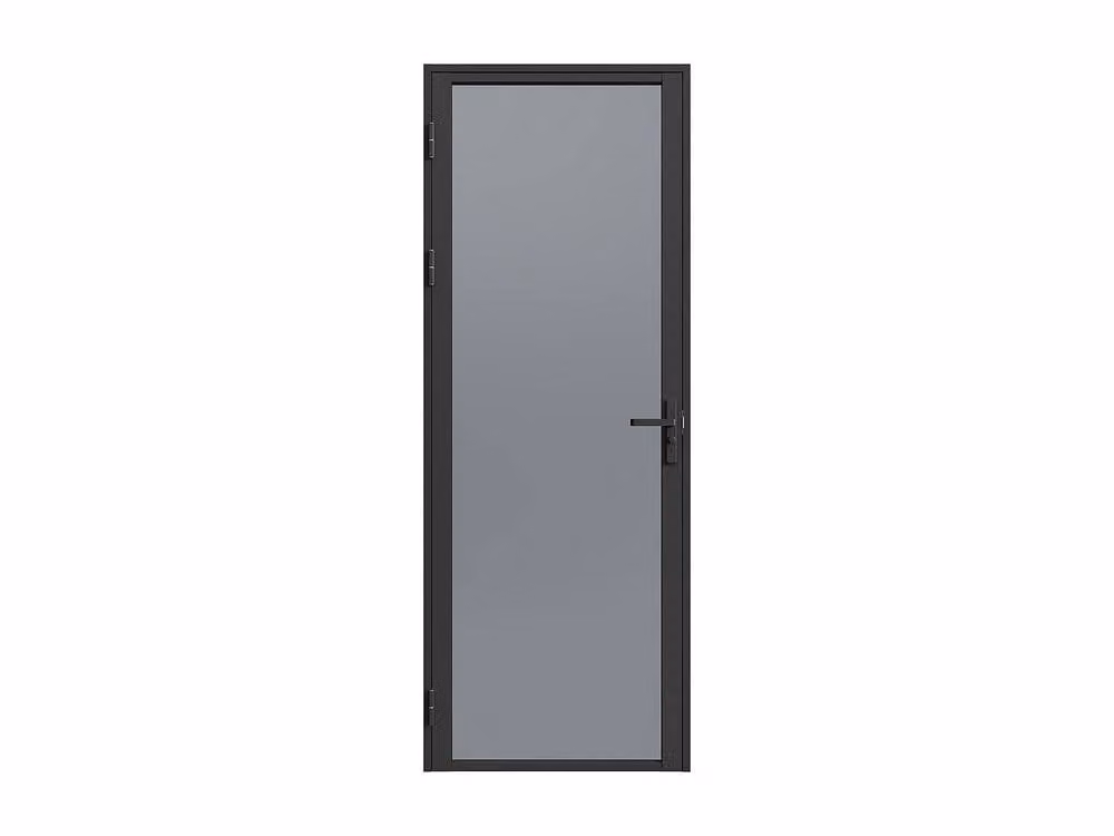 Loxton Reversible Door Unit in Black Aluminum and Smoked Tempered Glass, H: 204 cm x W: 73 cm – 3