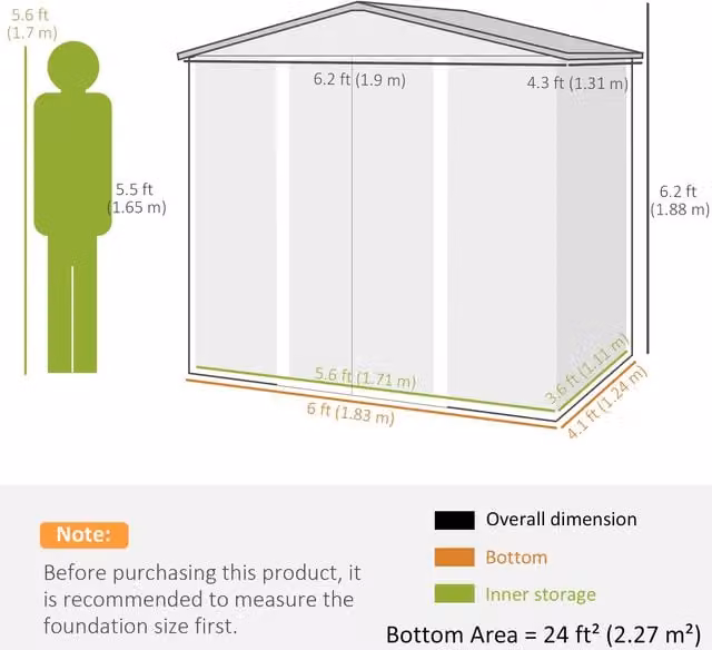 Outsunny Galvanised Steel Garden Metal Shed with Side Vent and Single Door, Brown/Orange