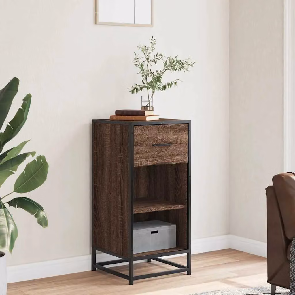 Berkfield Home Industrial Sideboard in Brown Oak, W/D/H: 35.5 x 35 x 76 cm – 3