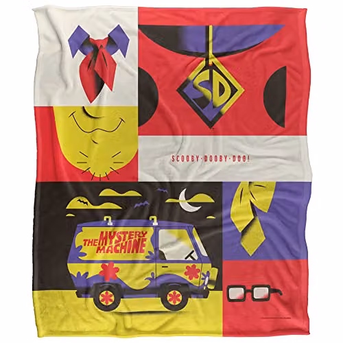 WB 100 Scooby-Doo Icons Silky Touch Super Soft Throw Blanket, White and Multicolour, W: 152 cm, D: 127 cm – 1