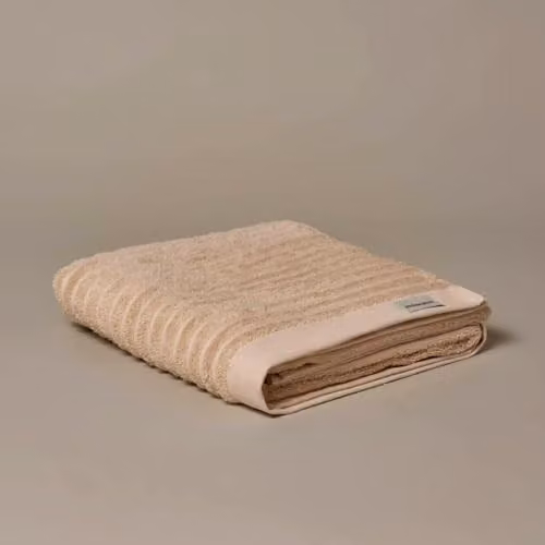 Misona Organic Cotton Ribbed Bath Sheet, 650GSM, Beige, W: 100 cm x L: 150 cm – 1