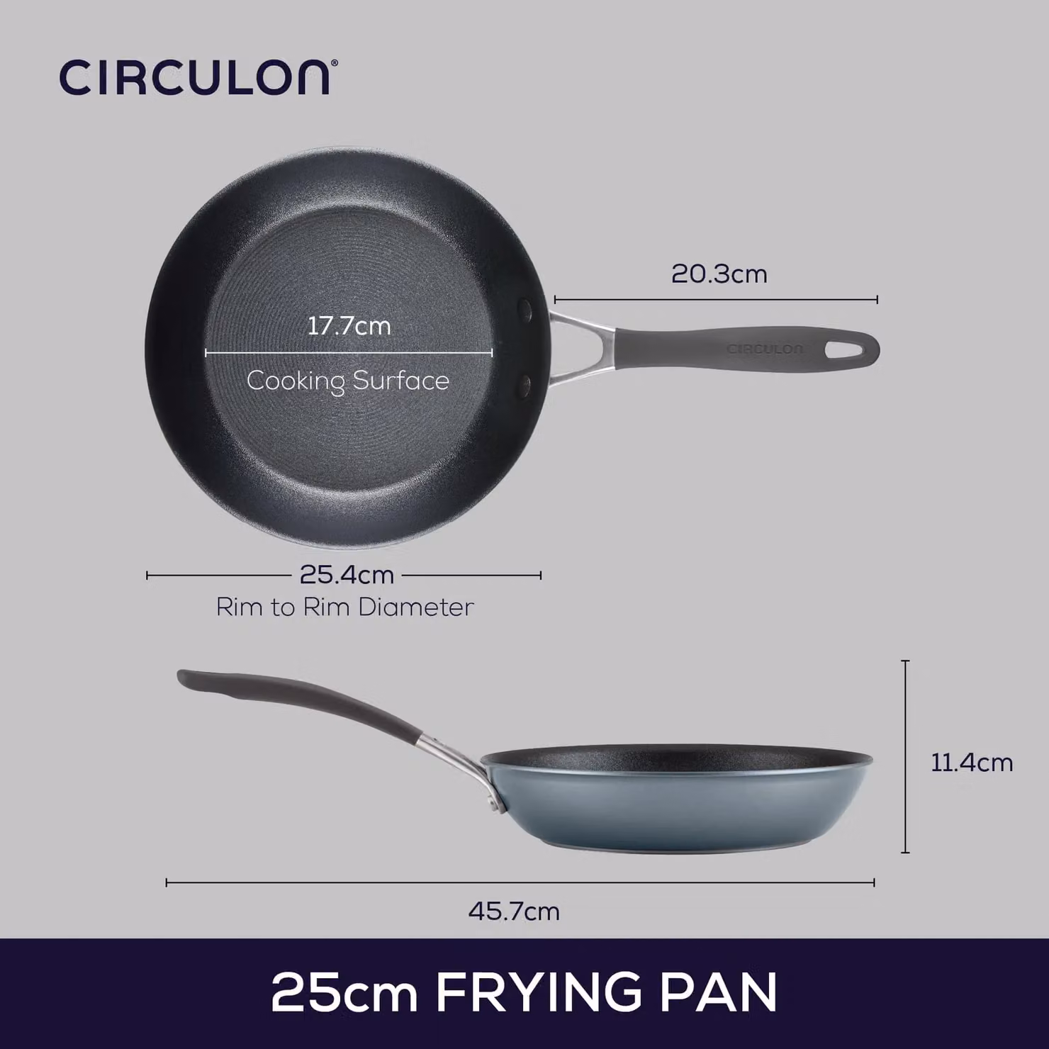 Circulon ScratchDefense Extreme Non Stick Frying Pan, Grey, 25cm – 6