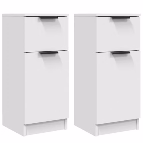 vidaXL Set of 2 White Minimalist Sideboards in Engineered Wood, W/D/H: 30 x 30 x 70 cm
