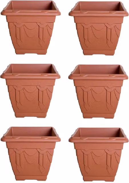 Whitefurze Plastic Planter Pot in Brown and Orange, Diameter: 30 cm