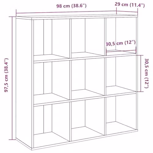 vidaXL Artisan Oak Book Cabinet in Brown, W/D/H: 98 x 29 x 97.5 cm – 3