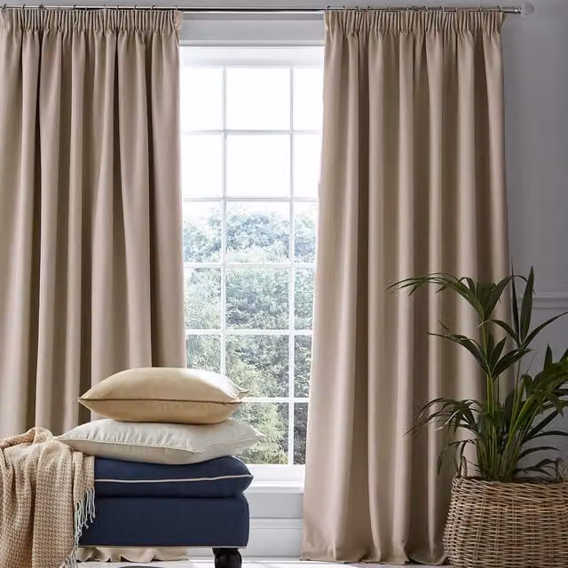 Laura Ashley Stephanie Thermal Blackout Curtains in Beige