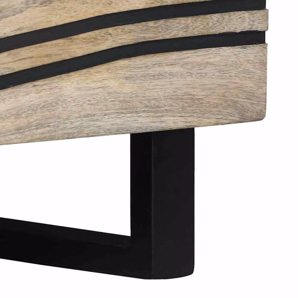 Berkfield Home Mango Wood Coffee Table with Drawer and Storage, White and Black, W: 80 cm, D: 50 cm, H: 40 cm – 4