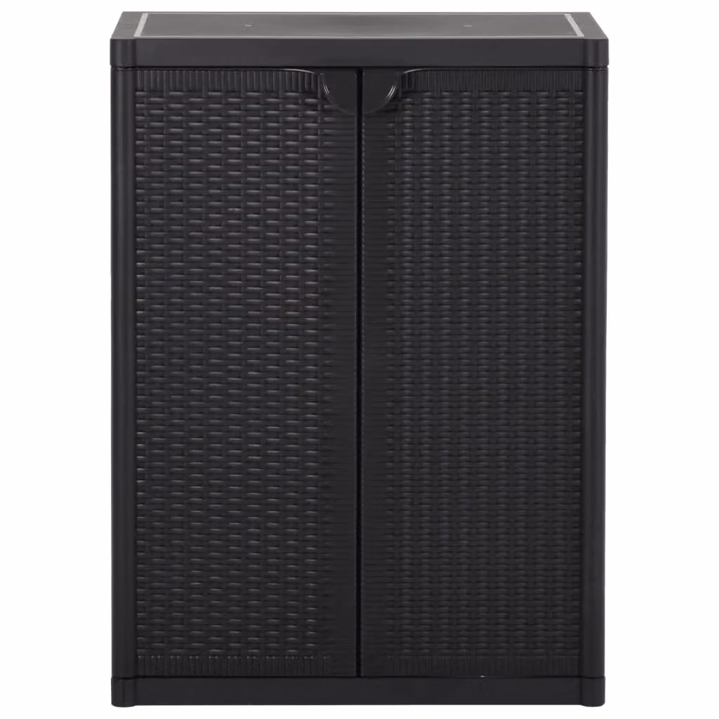 Berkfield Home Black Rattan Garden Storage Cabinet with Hinged Doors, W/D/H: 65 x 45 x 88 cm – 2