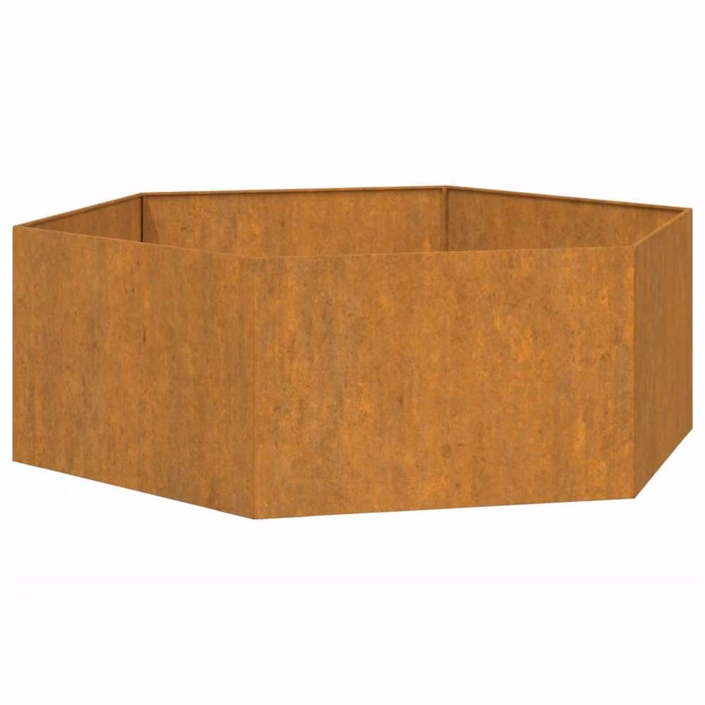 Berkfield Home Rectangular Corten Steel Planter in Brown, W/D/H: 138 x 120 x 45 cm – 2