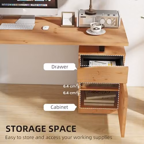 HOMCOM Computer Desk in Black and Brown, W/D/H: 135 x 60 x 75 cm – 5