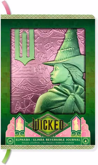 Boxer Gifts Wicked Elphaba and Glinda Reversible Sculpted Lined Journal in Multicolour