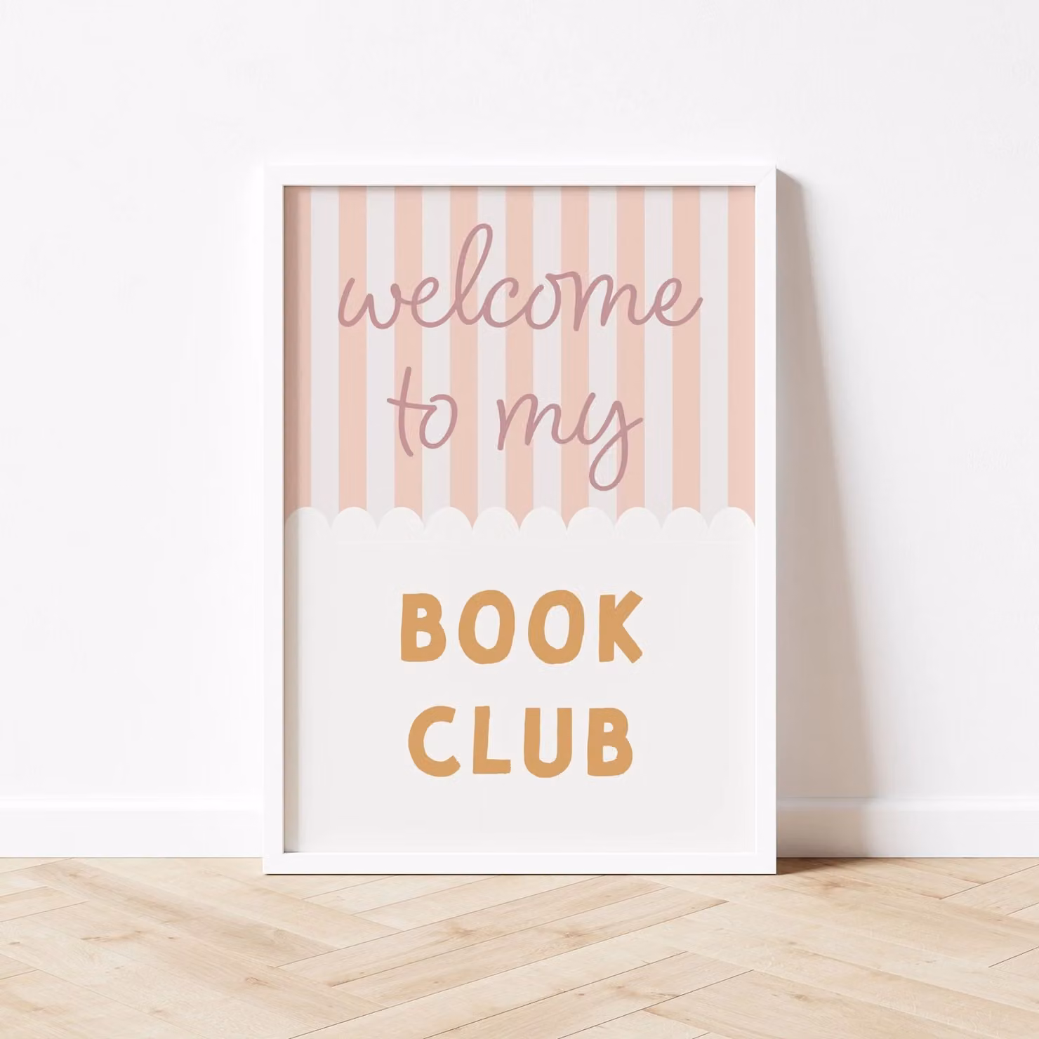 Autumns Corner Welcome To My Book Club Typography Wall Print in Olive and Mustard, A3