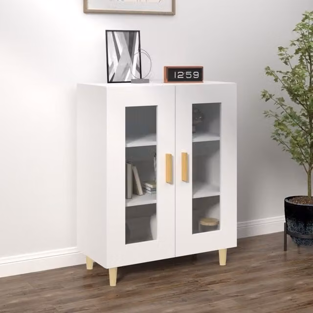 Berkfield Home White Minimalist Sideboard in Engineered Wood W/D/H: 69.5 x 34 x 90 cm – 1