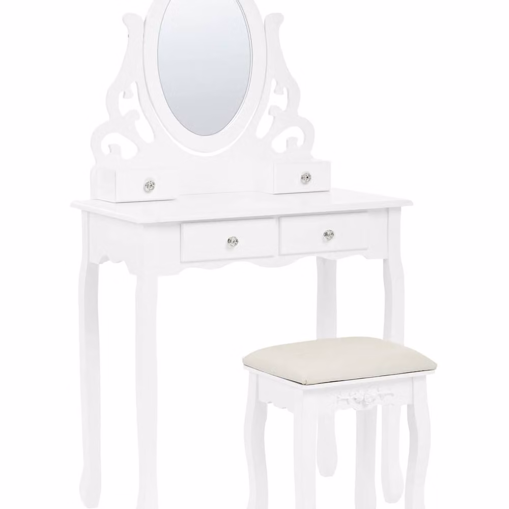 Wyld and Coco Scandinavian White Dressing Table with 4 Drawers and Adjustable Mirror – 2