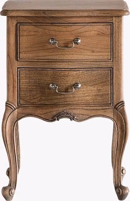 Perch & Parrow Opera Weathered Vintage Wood Bedside Table in Brown and Natural