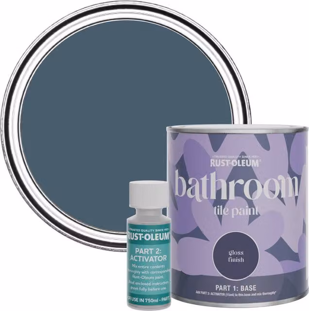 Rust-Oleum Bathroom Tile Paint in Blueprint Blue with a Gloss Finish, 0.75 l