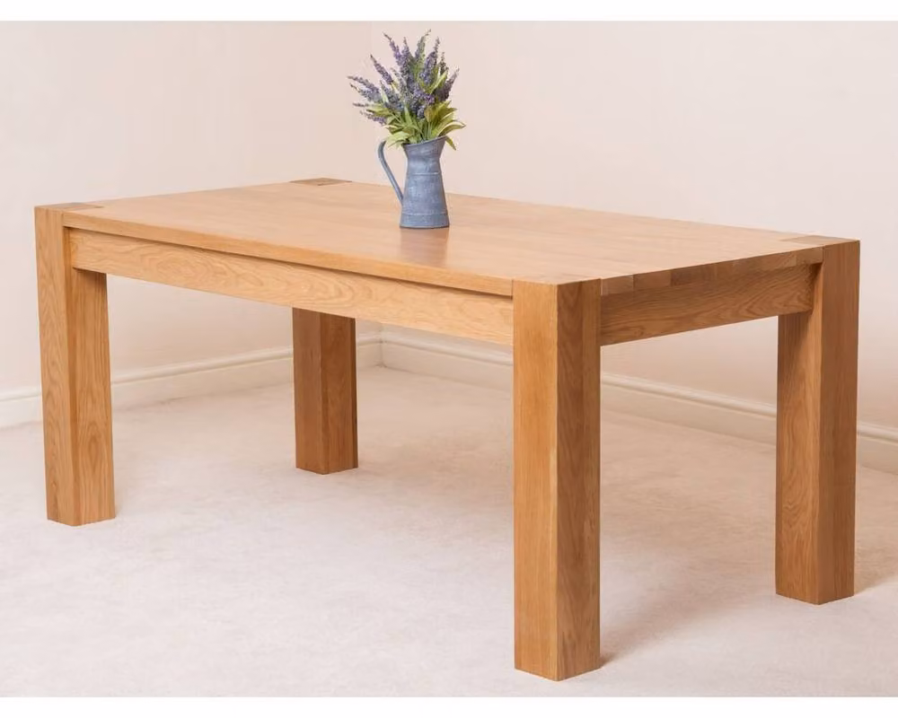 Thats Furniture Kuba Oak Dining Table and 8 Washington Black Leather Chairs, W: 180 cm, D: 90 cm, H: 78 cm – 1