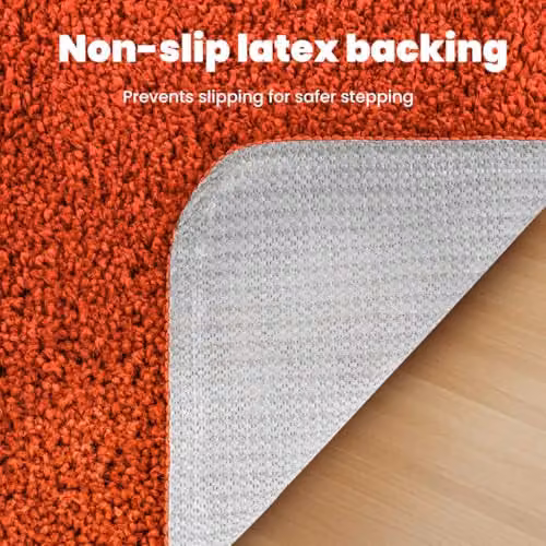 vidaXL Anti-slip Orange Polyester Bath Mat, W: 60 cm, D: 90 cm – 3