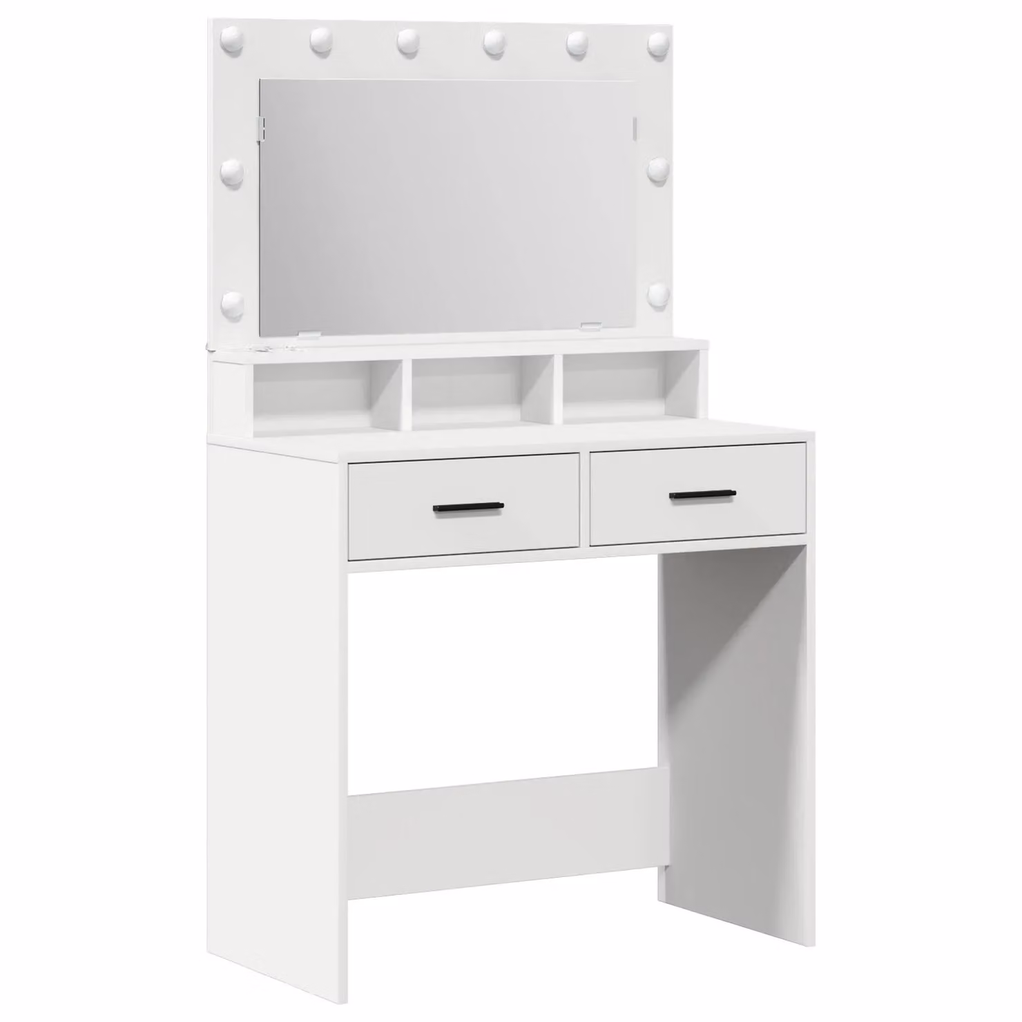 Berkfield Home Modern White Dressing Table with Hollywood LED Lights, W/D/H: 79 x 41 x 135 cm – 2