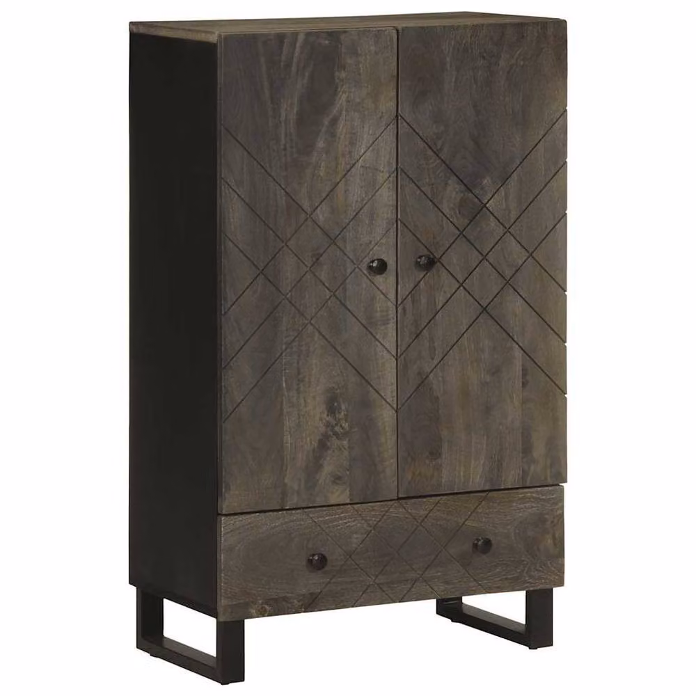 Berkfield Home Black Mango Wood Highboard W/D/H: 60 x 33 x 100 cm – 2