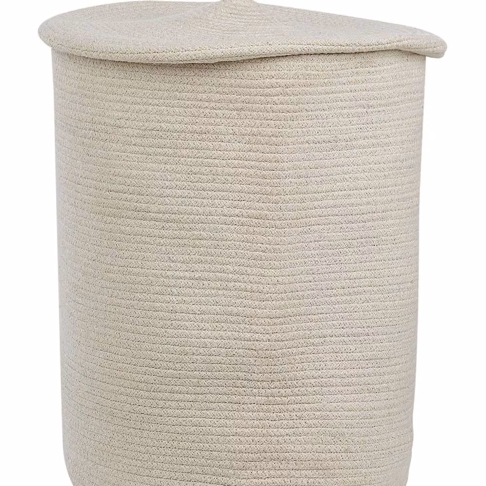 Wyld and Coco Cotton Storage Basket with Lid, White, W: 44 cm, D: 44 cm, H: 52 cm – 2