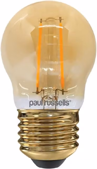 Paul Russells 2.5W LED Filament Drop Bulb, E27, 200lm, 2200K, Amber