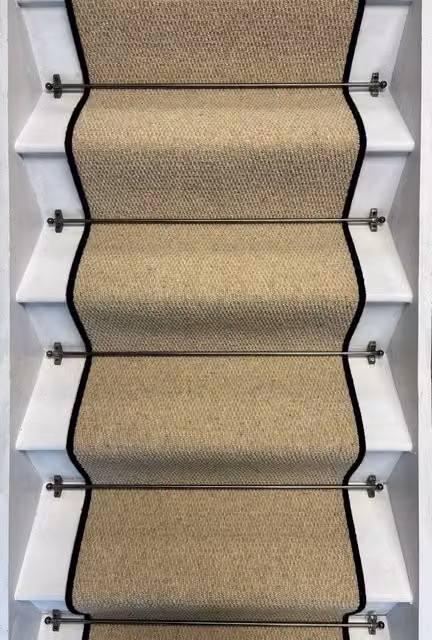 RainbowHome Kalahari Cream Stair Runner with 100% Wool Edge, W: 50 cm, L: 700 cm – 1