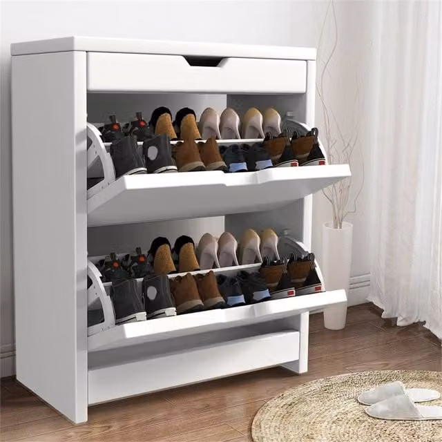 Nordara White 2-Drawer Pull-Down Shoe Cabinet W/D/H: 102.6 x 23.5 x 78.0 cm – 1