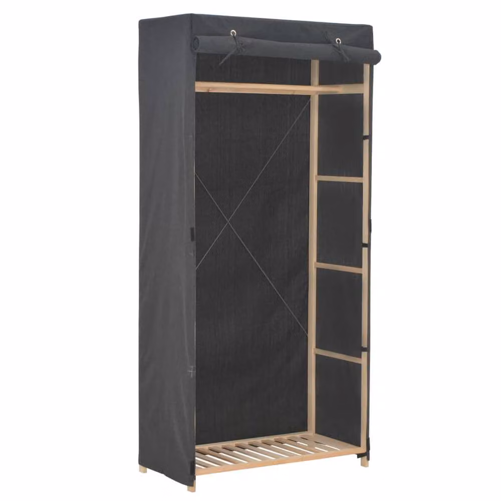 Berkfield Home Grey Fabric Wardrobe with Roll Shutter and Hanging Rod, W/D/H: 79 x 40 x 170 cm – 2