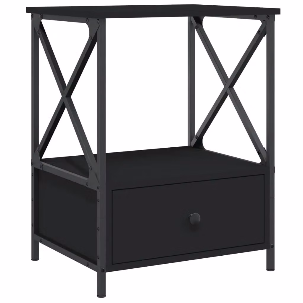 Berkfield Home Set of 2 Black Industrial Bedside Tables, W/D/H: 50 x 41 x 65 cm – 4