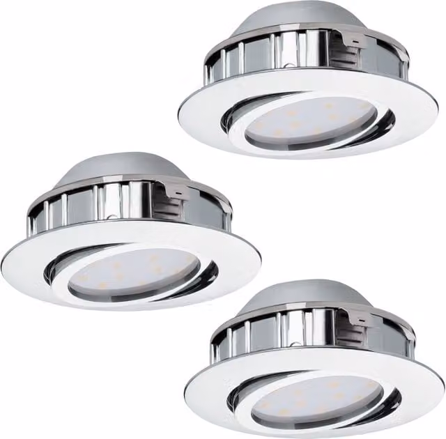 Loops 3 Pack Chrome Recessed LED Flush Ceiling Downlights 6W