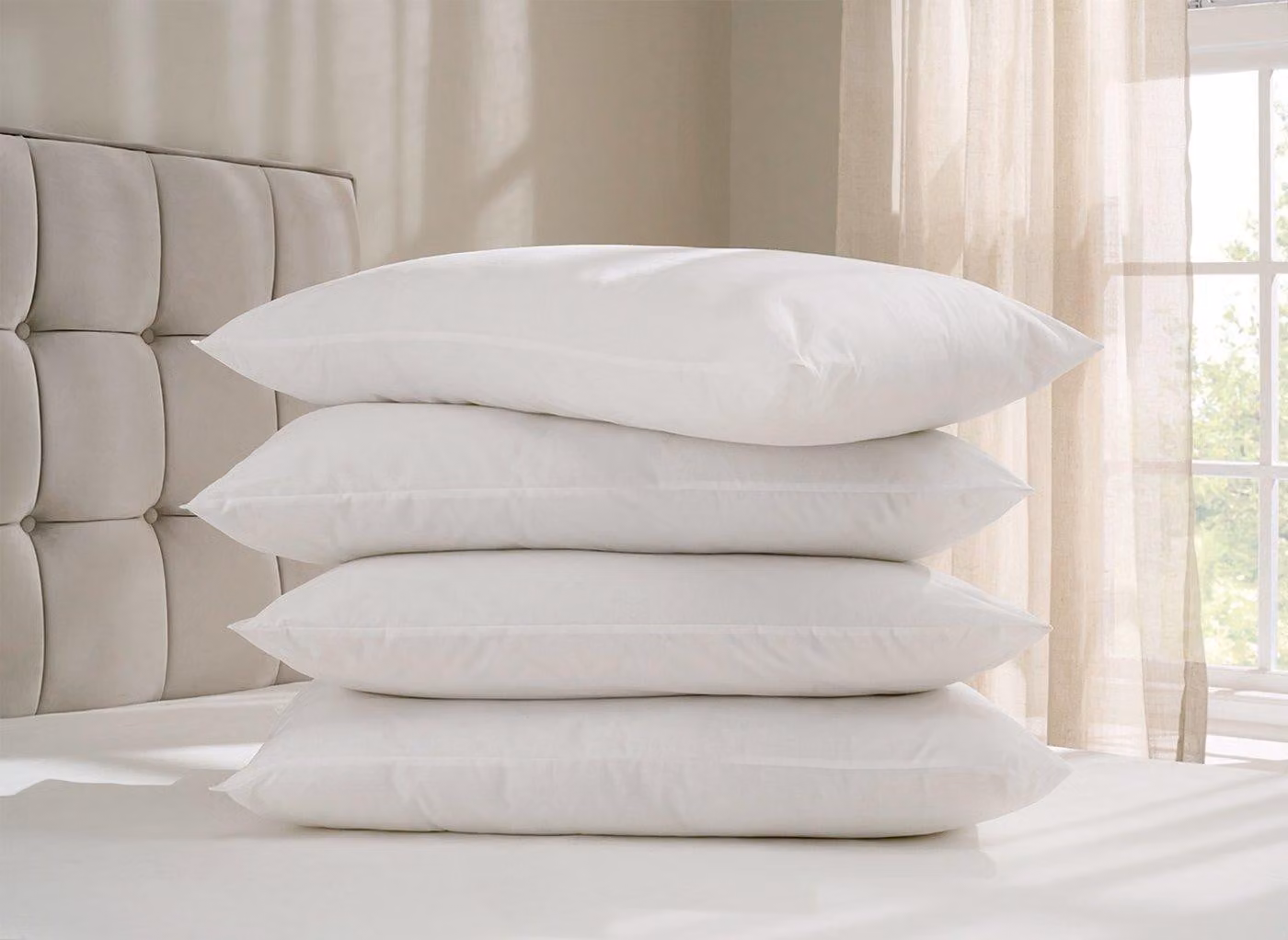 Dreams Cotton Comfort Microfibre Pillow 4 Pack, White