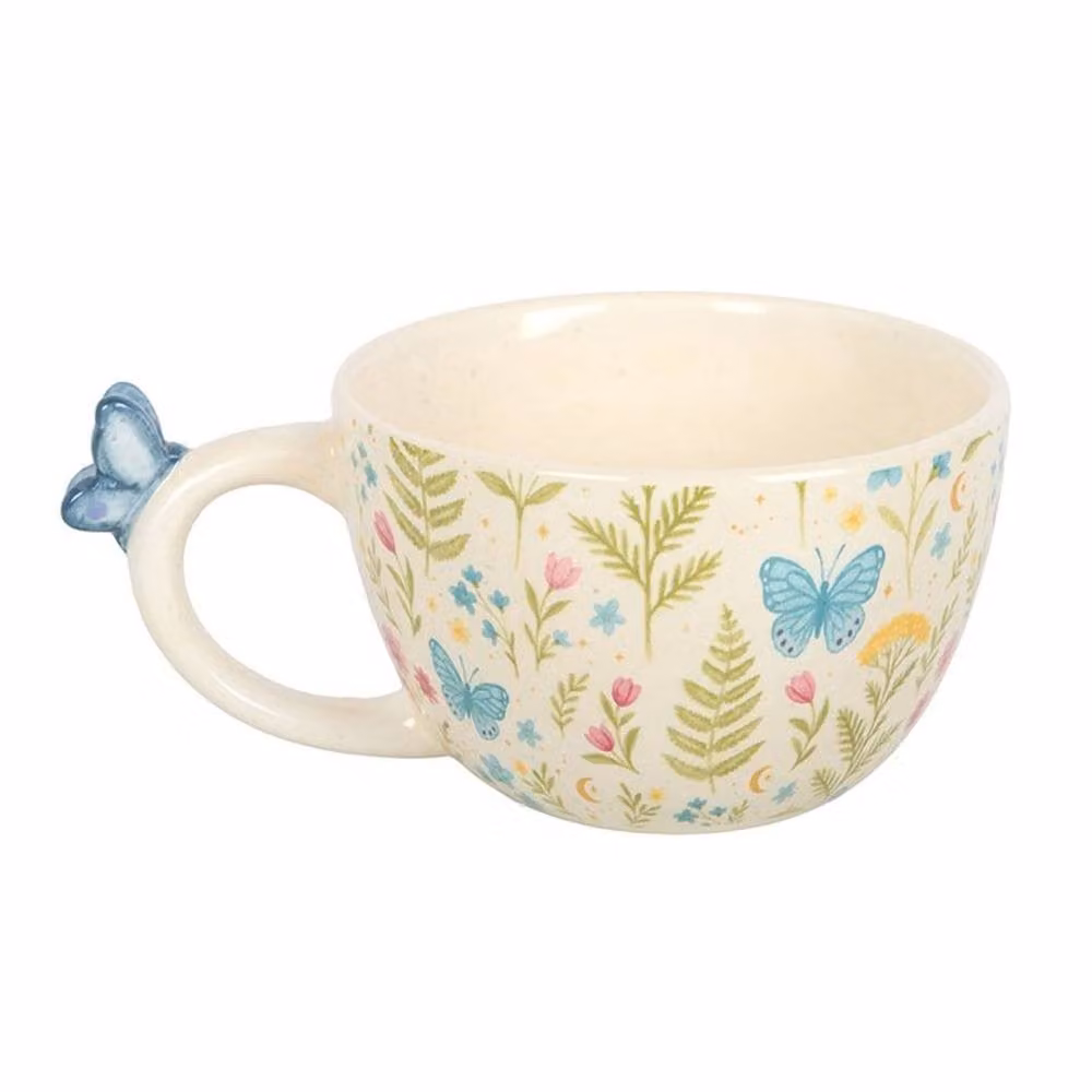 Uniqueful Luna Bloom Floral Print Ceramic Mug in Blue and Multicolour, 550ml – 2