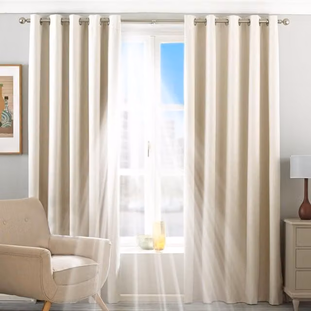 Essentials Twilight Thermal Blackout Eyelet Curtains in Ivory, Width: 117 cm, Drop: 137 cm