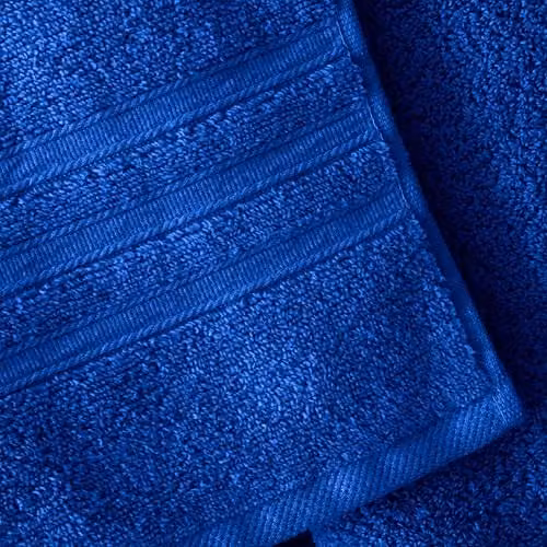 Catherine Lansfield Cotton Bath Sheet Pair, Blue, W: 90 cm, H: 140 cm – 2