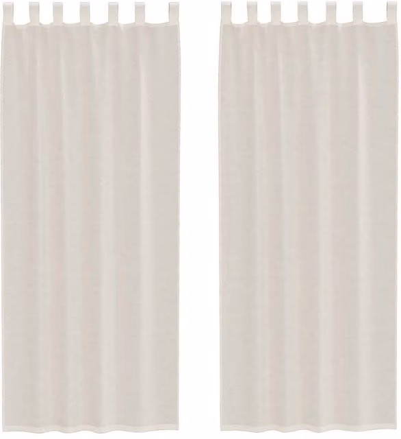 Berkfield Home Plain Voile Tab Top Curtains, 2 Pack, Beige, H: 260 cm x W: 140 cm