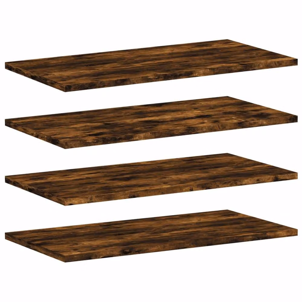 Berkfield Home Set of 4 Smoked Oak Wall Mounted Shelves, Brown MDF, W: 60 cm, D: 30 cm, H: 1.5 cm – 2