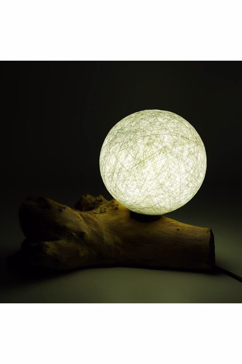 KDMD DriftGlow Cotton Luna Ivory Tabletop Lamp in Beige and Wood with Warm White LED Bulb – 3
