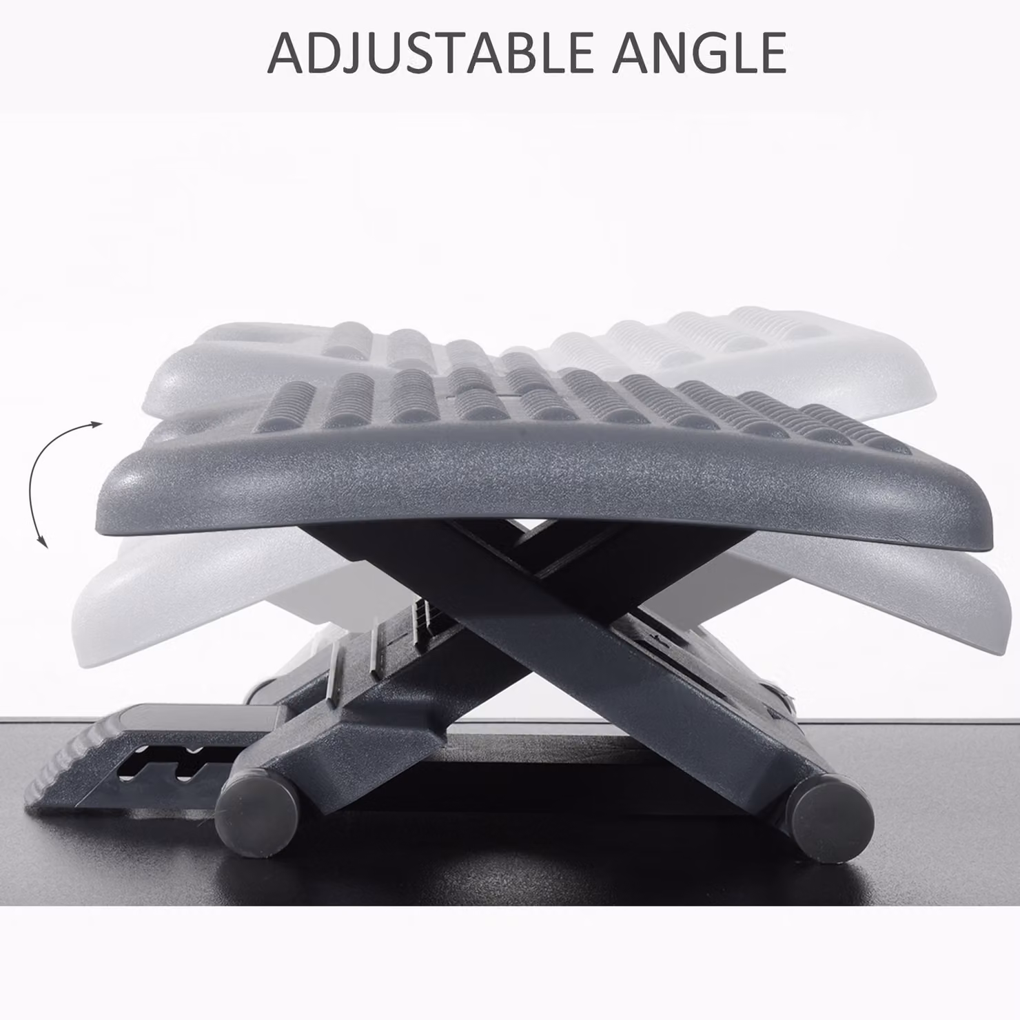 HOMCOM Ergonomic Adjustable Height and Angle Tilting Footrest for Home Office in Black or Grey – 7