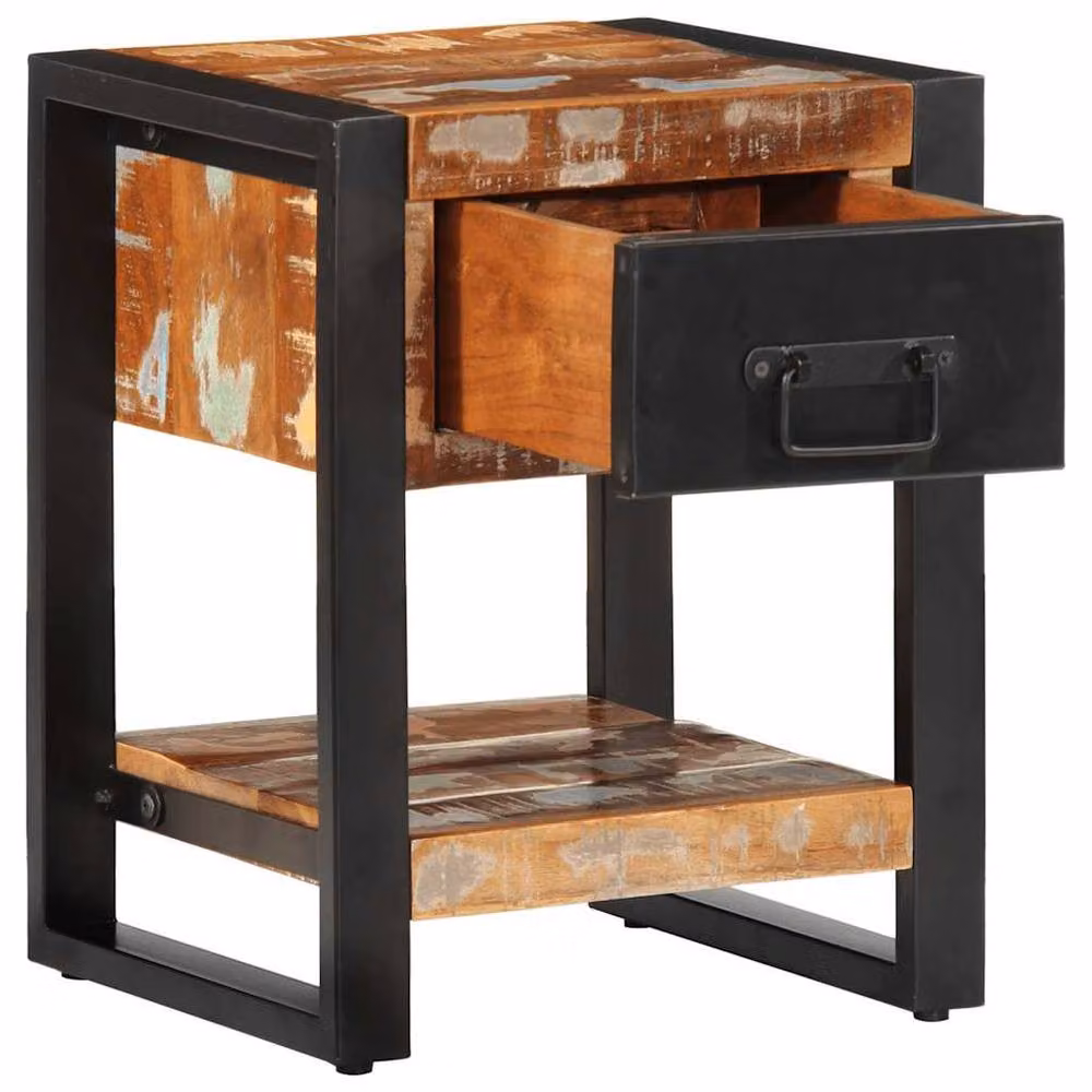 Berkfield Home Multicolour Industrial Bedside Cabinet in Reclaimed Mango Wood, W/D/H: 35 x 34 x 45 cm – 3