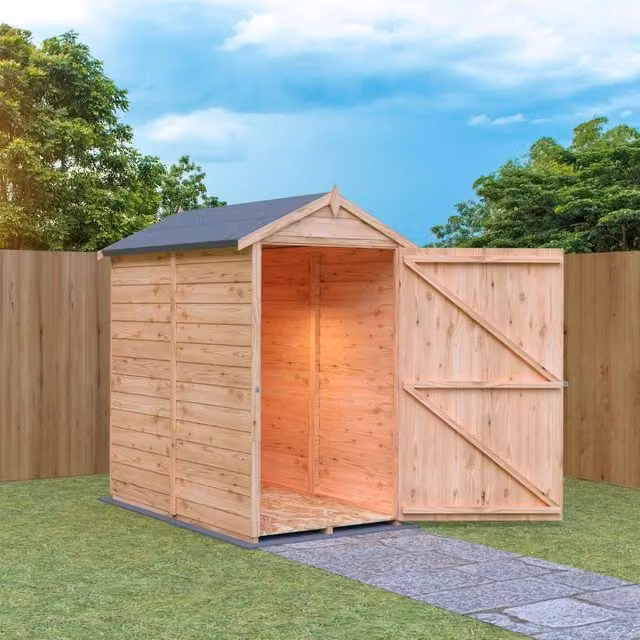 Shires Brown Dip Treated Single Door Overlap Shed with OSB Floor, L: 161.8 cm, W: 99 cm, H: 183.4 cm