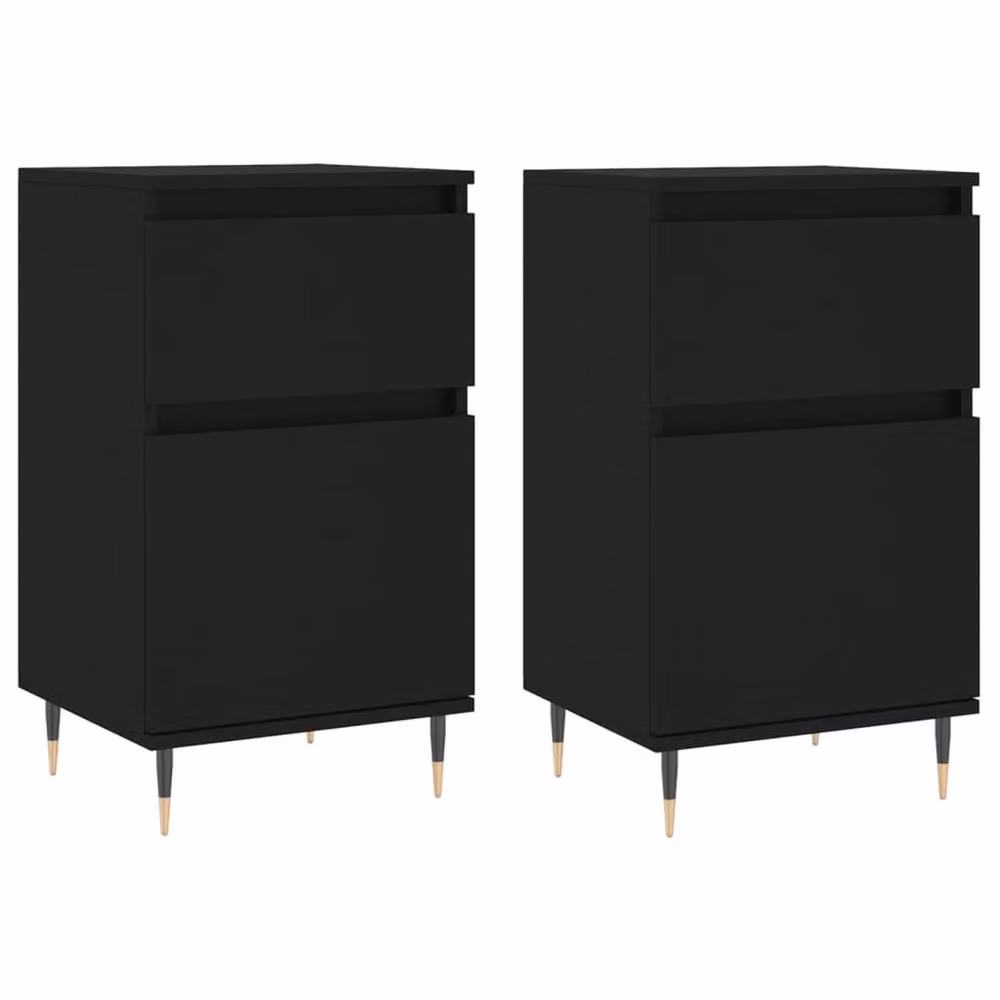 Berkfield Home Set of 2 Black Matt Engineered Wood Sideboards, W/D/H: 40 x 35 x 70 cm – 3