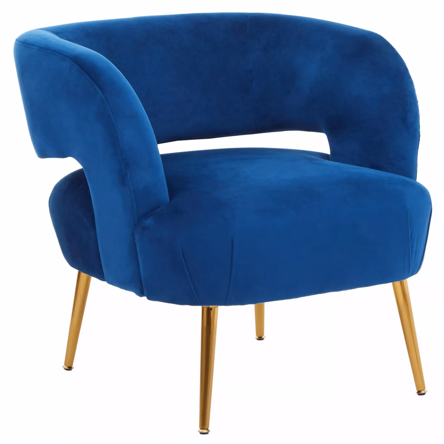 Orsina Larissa Blue Velvet Tub Chair with Armrests and Gold Metal Frame – 2