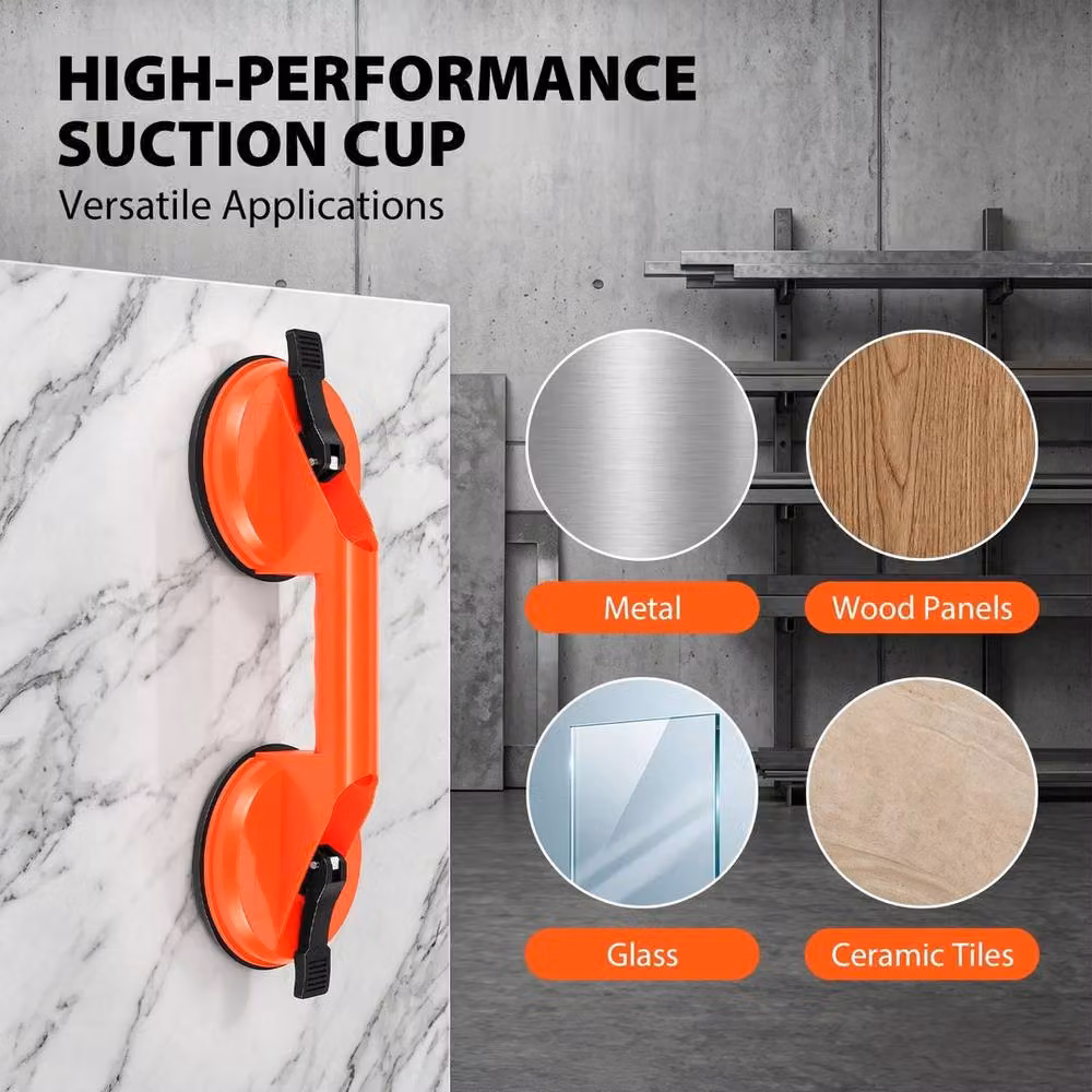 SPETLEK 2 Pack Dual Suction Cup Pad Lifter for Glass and Tile, Orange – 4