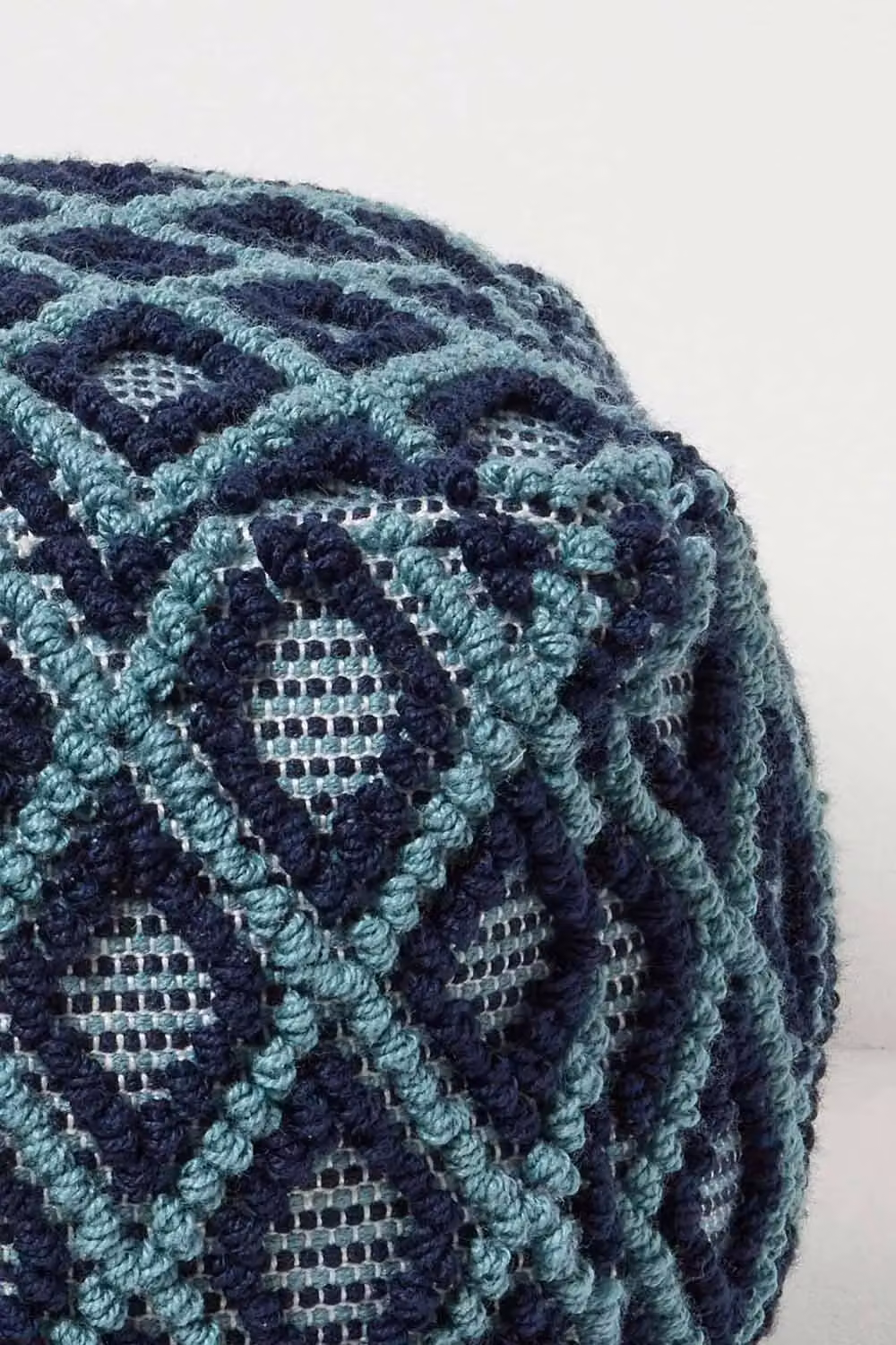 Homescapes Tula Handwoven Textured Pouffe Bean Cube in Blue, W/D/H: 55 x 55 x 55 cm – 4