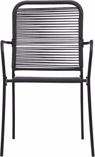 Berkfield Home Traditional Garden Chairs, Set of 2, Black Steel and Striped Cotton Rope