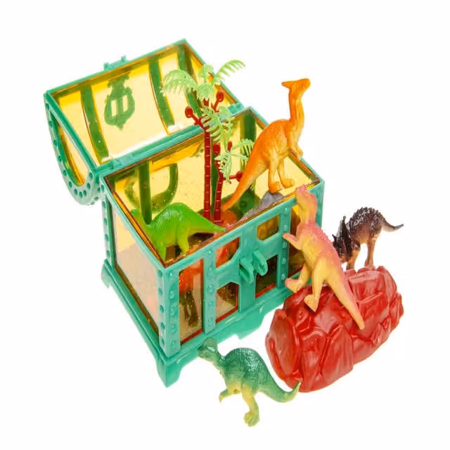 LG-Imports Dinosaurs Treasure Chest 9-Piece Creative Play Set in White and Multicolour