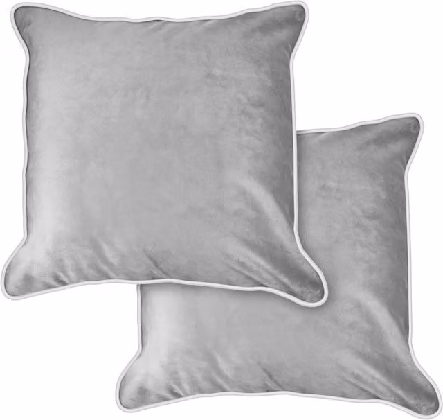 New Edge Blinds Plush Velvet Soft Touch Square Cushion Cover in Silver, W/D/H: 43 x 43 x 1 cm